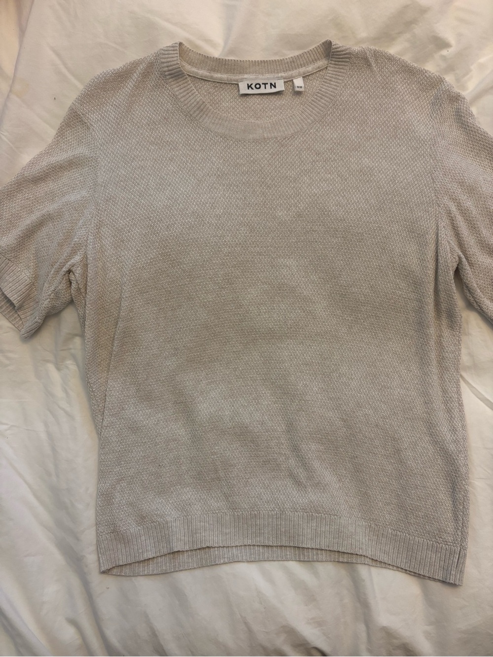 KOTN Women's Light Cream Crewneck Short-Sleeve Sweater